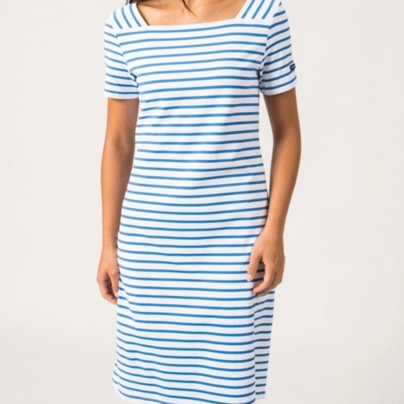 Saint James Tolede Anti-UV Striped Dress Light Blue White Preppy Nautical Small - Picture 2 of 5
